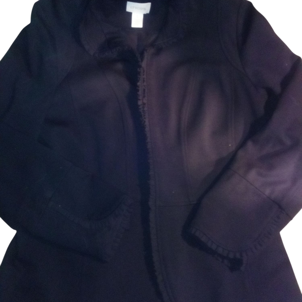 Chico's Black Blazer with Scalloped Trim